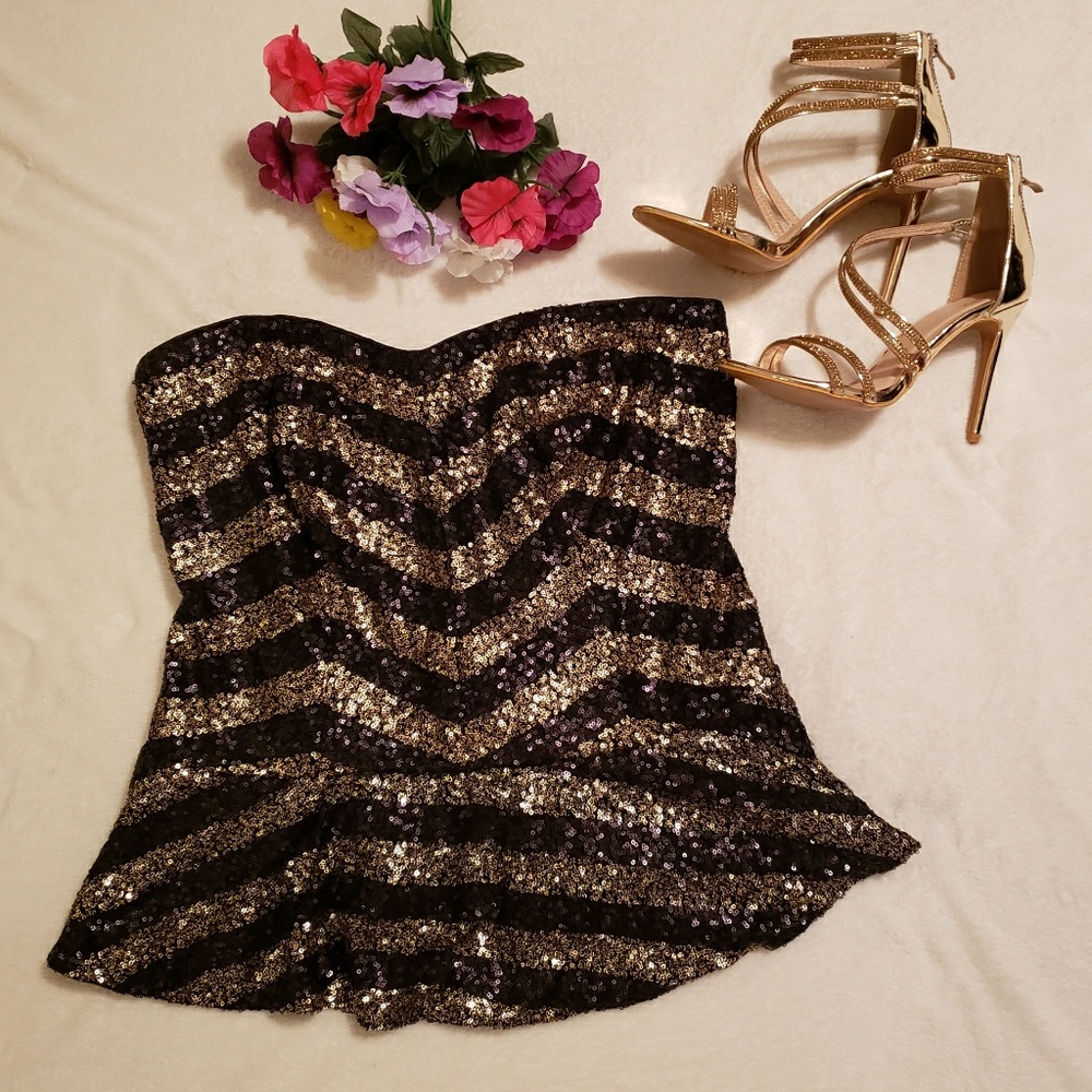 Lane Bryant Gold and Black Peplum top